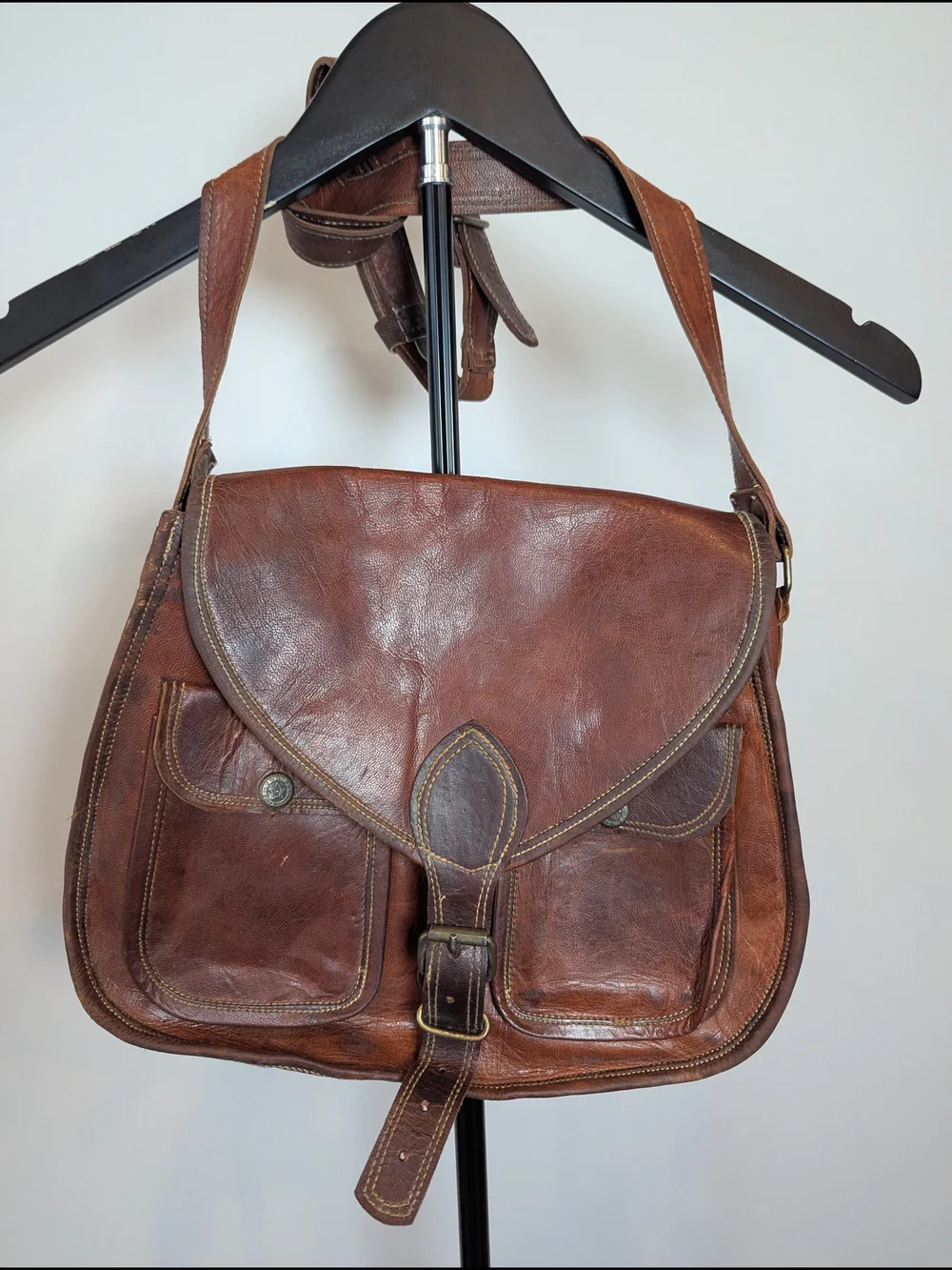 Vintage Leather Messenger Hip Cross Body Bag Handmade Hobo Saddle Bag Tote
